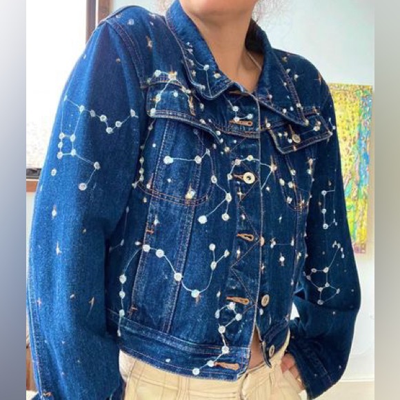 The sequin Constellation Denim Jacket - handmade - Picture 7 of 7